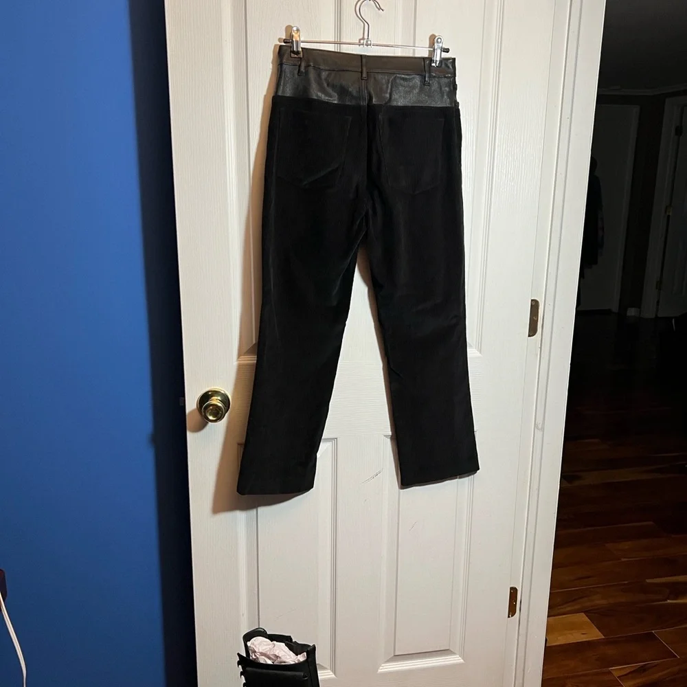 Alice + Olivia Lamb Skin & Corduroy Flare Jeans - Picture 3 of 7